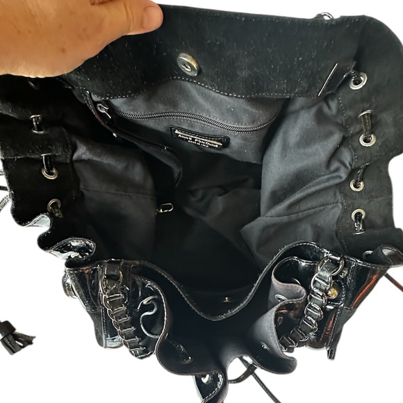 STUNNING Anne Fontaine Maureen Black Suede and Patent Shoulder Bag - Picture 10 of 12